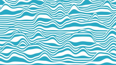 Moda 3D mavi ve beyaz çizgili arka plan. Optik illüzyon efektli prosedür dalgalanması arka planı