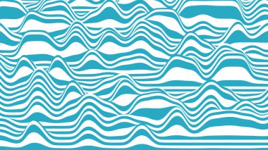 Moda 3D mavi ve beyaz çizgili arka plan. Optik illüzyon efektli prosedür dalgalanması arka planı