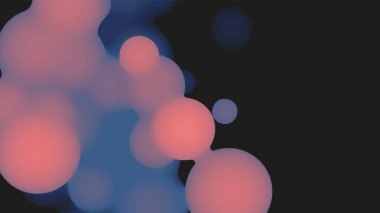 Menekşe topları ile soyut 3D sıvı meta-meta şekil. Sentetik sıvı pastel renkte organik damlacıklar..