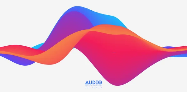Visualización de ondas sonoras. Forma de onda sólida colorida 3D. Patrón de muestra de voz. — Vector de stock