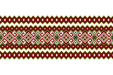 Ukrayna folklorik desensiz süslemesinin vektör çizimi. Etnik süs. Sınır elemanı. Geleneksel Ukraynalı, Belarus halk sanatı işlemeli desen - Vyshyvanka