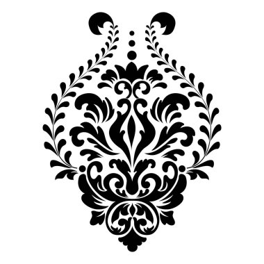 Damask merkez elementi izole edildi. Vektör damasyon illüstrasyonu.