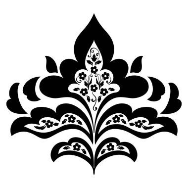 Damask merkez elementi izole edildi. Vektör damasyon illüstrasyonu.