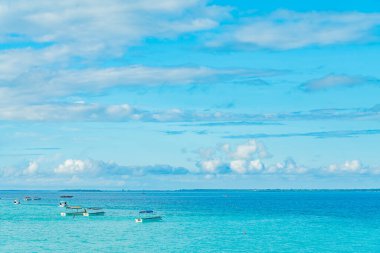 Hint Okyanusu 'nda balıkçı gemileri ve tekneleri. Zanzibar, Tanzanya
