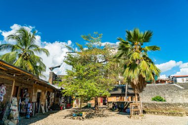 Taş şehir, Zanzibar, Tanzanya 22 Aralık 2021: Müslüman Kalesinde Pazar.