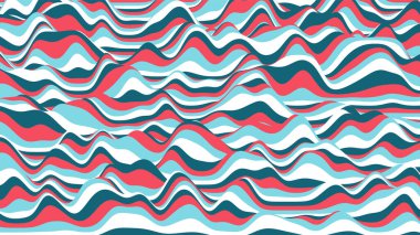 Retro mavi ve kırmızı çizgiler arkaplanı bozmuş. Optik illüzyon efektli eski usul dalgalanma arka planı