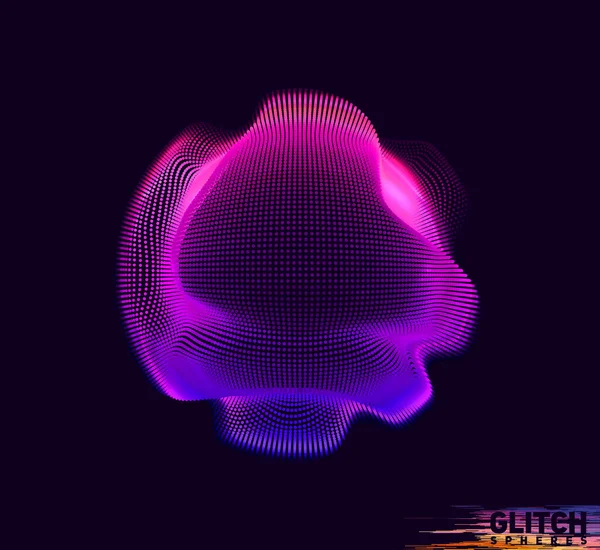 Sphère violette corrompue. Maille colorée vectorielle abstraite sur fond sombre. Carte de style futuriste. — Image vectorielle