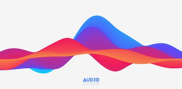 Visualización de ondas sonoras. Forma de onda sólida colorida 3D. Patrón de muestra de voz. — Vector de stock