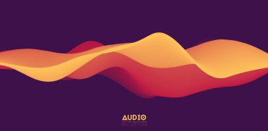 Ses dalgası görselleştirmesi. Üç boyutlu, turuncu, katı dalga formu. Ses örnekleme deseni.