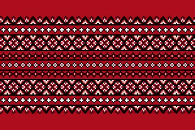 Ukrayna folklorik desensiz süslemesinin vektör çizimi. Etnik süs. Sınır elemanı. Geleneksel Ukraynalı, Belarus halk sanatı işlemeli desen - Vyshyvanka