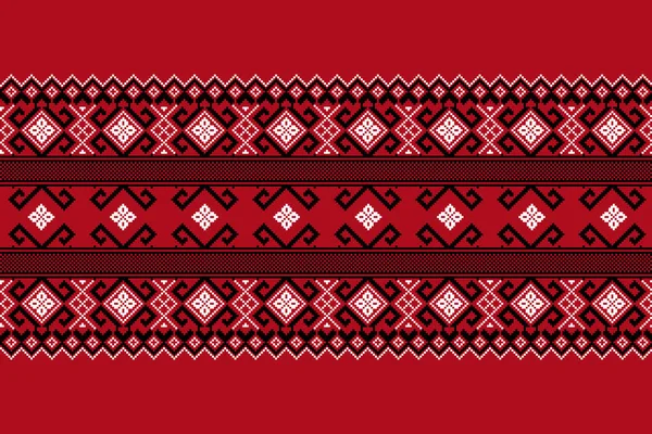 Ukrayna folklorik desensiz süslemesinin vektör çizimi. Etnik süs. Sınır elemanı. Geleneksel Ukraynalı, Belarus halk sanatı işlemeli desen - Vyshyvanka