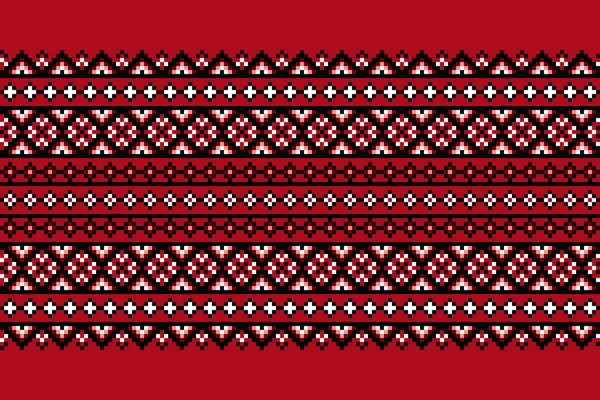 Vector illustration of Ukrainian folk seamless pattern ornament. Ethnic ornament. Border element. Traditional Ukrainian, Belarusian folk art knitted embroidery pattern - Vyshyvanka — Stock Vector