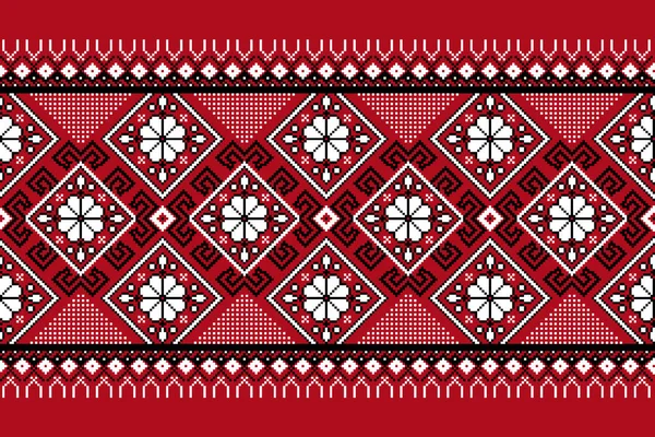 Ilustração vetorial do ornamento padrão sem costura popular ucraniano. Ornamento étnico. Elemento de fronteira. Padrão de bordado tricotado tradicional ucraniano, Belarusian arte popular - Vyshyvanka —  Vetores de Stock