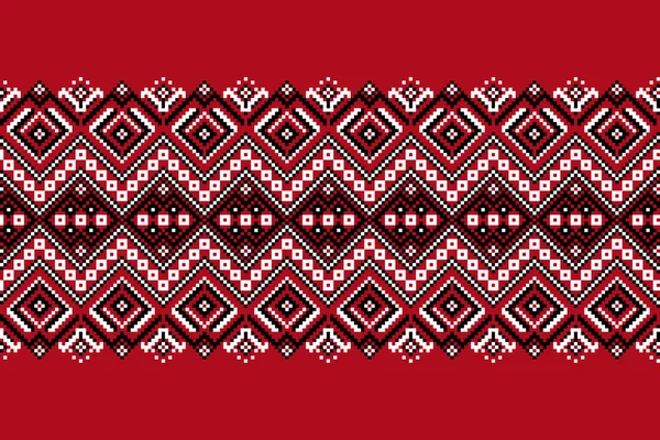 Vector illustration of Ukrainian folk seamless pattern ornament. Ethnic ornament. Border element. Traditional Ukrainian, Belarusian folk art knitted embroidery pattern - Vyshyvanka — Stock Vector