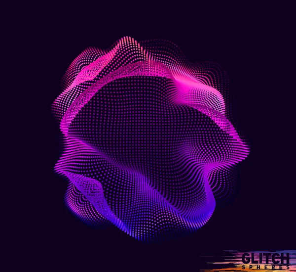 Sphère violette corrompue. Maille colorée vectorielle abstraite sur fond sombre. Carte de style futuriste. — Image vectorielle