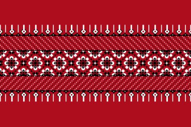 Ukrayna folklorik desensiz süslemesinin vektör çizimi. Etnik süs. Sınır elemanı. Geleneksel Ukraynalı, Belarus halk sanatı işlemeli desen - Vyshyvanka