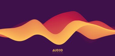 Ses dalgası görselleştirmesi. Üç boyutlu, turuncu, katı dalga formu. Ses örnekleme deseni.