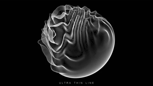 Ultra thin line fluid geometry. Dynamic vector distorted spheres. — Stock Vector
