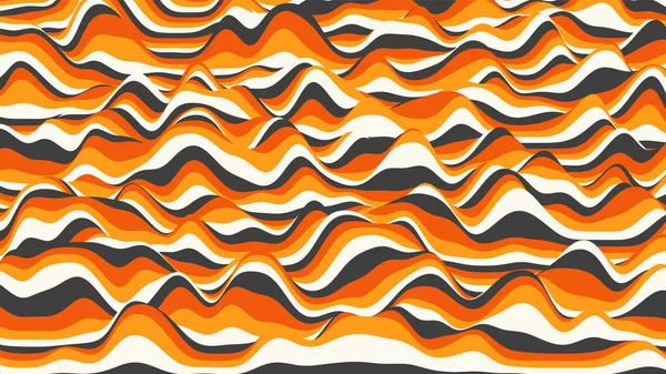 复古橙色条纹扭曲了背景.具有光学错觉效果的程序复古波纹背景 — 图库矢量图片