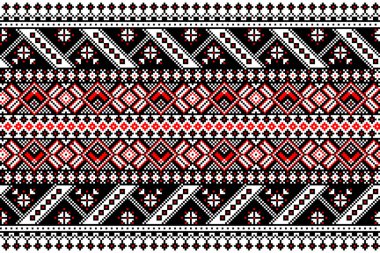 Ukrayna folklorik desensiz süslemesinin vektör çizimi. Etnik süs. Sınır elemanı. Geleneksel Ukraynalı, Belarus halk sanatı işlemeli desen - Vyshyvanka