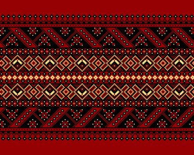 Ukrayna folklorik desensiz süslemesinin vektör çizimi. Etnik süs. Sınır elemanı. Geleneksel Ukraynalı, Belarus halk sanatı işlemeli desen - Vyshyvanka