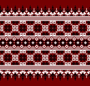 Ukrayna folklorik desensiz süslemesinin vektör çizimi. Etnik süs. Sınır elemanı. Geleneksel Ukraynalı, Belarus halk sanatı işlemeli desen - Vyshyvanka