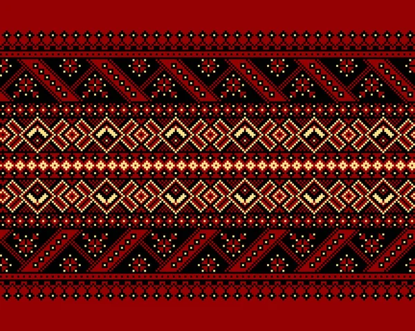 Ilustração vetorial do ornamento padrão sem costura popular ucraniano. Ornamento étnico. Elemento de fronteira. Padrão de bordado tricotado tradicional ucraniano, Belarusian arte popular - Vyshyvanka —  Vetores de Stock