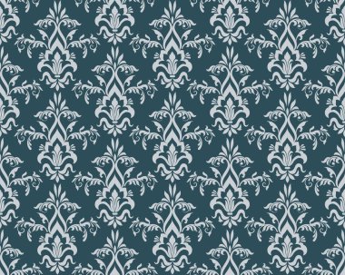 Damask kusursuz desen elementi. Vektör çiçek desenli kumaş süslemesi.