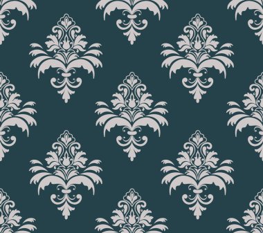 Damask kusursuz desen elementi. Vektör çiçek desenli kumaş süslemesi.