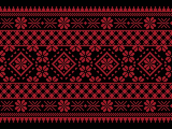 Vector illustration of Ukrainian folk seamless pattern ornament. Ethnic ornament. Border element. Traditional Ukrainian, Belarusian folk art knitted embroidery pattern - Vyshyvanka — Stock Vector