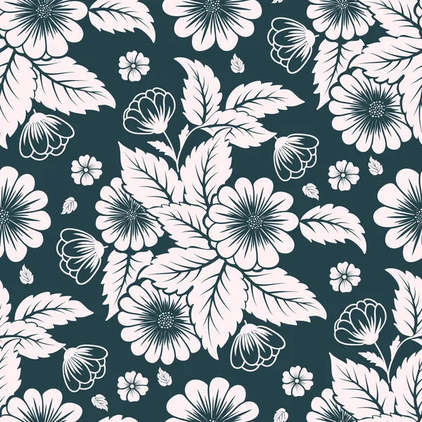 Vektör çiçek desensiz arkaplan. Arkaplan için zarif bir doku. Klasik lüks, eski moda çiçek süsü. Duvar kağıtları, tekstil ve ambalaj için pürüzsüz kumaş..