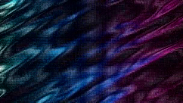 Renkli noktaların döngü dalgaları. Nokta dizisinin dijital veri sıçraması. Fütürist pürüzlü UI elementi — Stok video