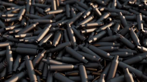Flight over many bullets. 3d Render with shallow depth of field — ストック動画