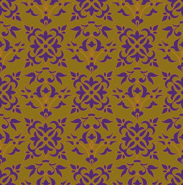 Damask kusursuz desen elementi. Vektör çiçek desenli kumaş süslemesi.