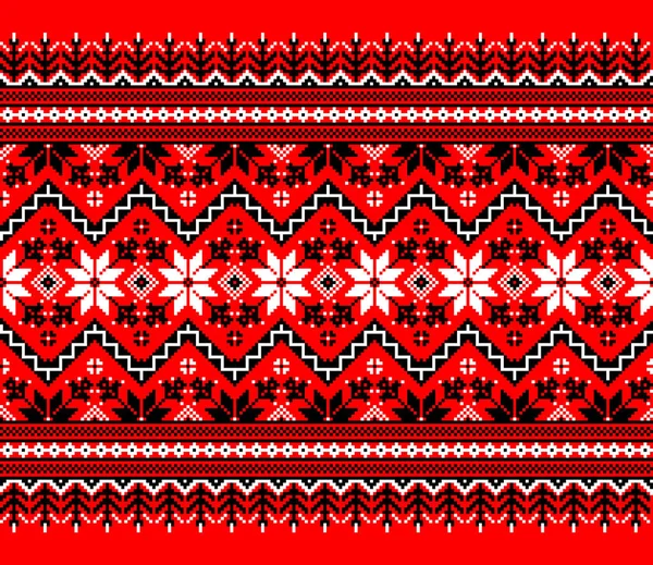 Vector illustration of Ukrainian folk seamless pattern ornament. Ethnic ornament. Border element. Traditional Ukrainian, Belarusian folk art knitted embroidery pattern - Vyshyvanka — Stock Vector