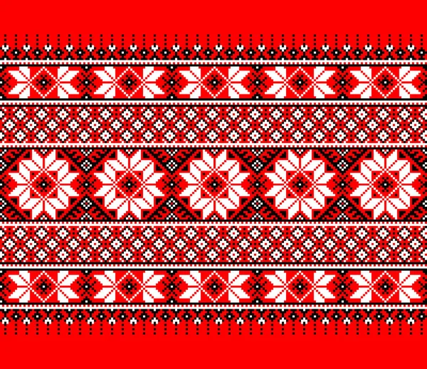 Vector illustration of Ukrainian folk seamless pattern ornament. Ethnic ornament. Border element. Traditional Ukrainian, Belarusian folk art knitted embroidery pattern - Vyshyvanka — Stock Vector