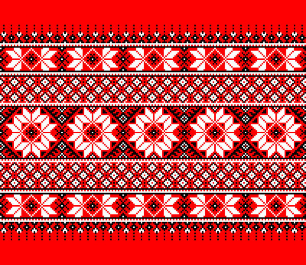 Vector illustration of Ukrainian folk seamless pattern ornament. Ethnic ornament. Border element. Traditional Ukrainian, Belarusian folk art knitted embroidery pattern - Vyshyvanka