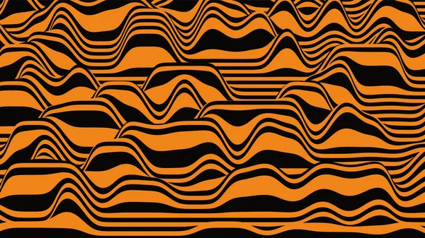 Rayures de tigre rétro en toile de fond déformée. Fond d'ondulation vintage procédural avec effet illusion optique — Image vectorielle