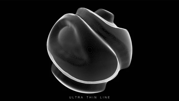 Ultra thin line fluid geometry. Dynamic vector distorted spheres. — Stock Vector