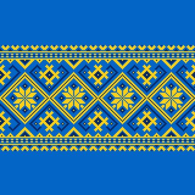 Ukrayna folklorik desensiz süslemesinin vektör çizimi. Etnik süs. Sınır elemanı. Geleneksel Ukraynalı, Belarus halk sanatı işlemeli desen - Vyshyvanka