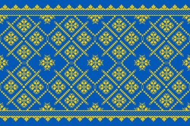 Ukrayna folklorik desensiz süslemesinin vektör çizimi. Etnik süs. Sınır elemanı. Geleneksel Ukraynalı, Belarus halk sanatı işlemeli desen - Vyshyvanka