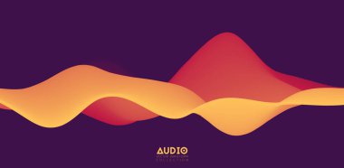 Ses dalgası görselleştirmesi. Üç boyutlu, turuncu, katı dalga formu. Ses örnekleme deseni.