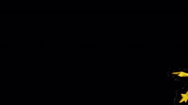Yıldızlar kayar ve ekran alanını doldurur. Dikey video. Şeffaflıkla 5 yıldız gözden geçirme animasyonu. 3d hazırlayıcı.