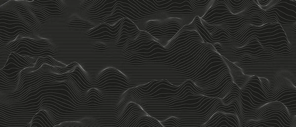 Αφηρημένο Φόντο Παραμορφωμένα Σχήματα Γραμμών Μαύρο Φόντο Μονόχρωμα Ηχητικά Κύματα — Διανυσματικό Αρχείο