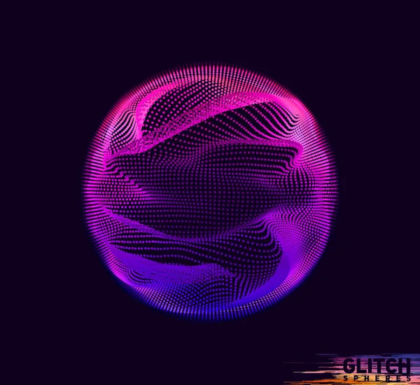 Corrupted Violet Point Sphere Abstract Vector Colorful Mesh Dark Background — Stock Vector