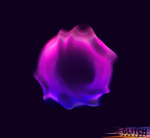 被污染的紫罗兰球体 摘要深色背景下的矢量彩色网格 未来派风格卡片 — 图库矢量图片