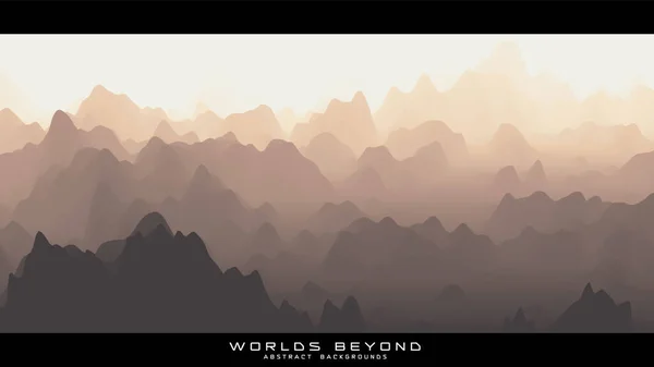 Paisaje Beige Abstracto Con Niebla Brumosa Hasta Horizonte Sobre Laderas — Vector de stock