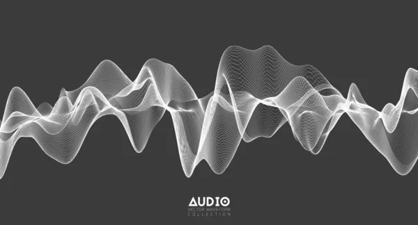 Onda Sonido Audio Oscilación Pulso Música Blanca Patrón Impulso Brillante — Vector de stock