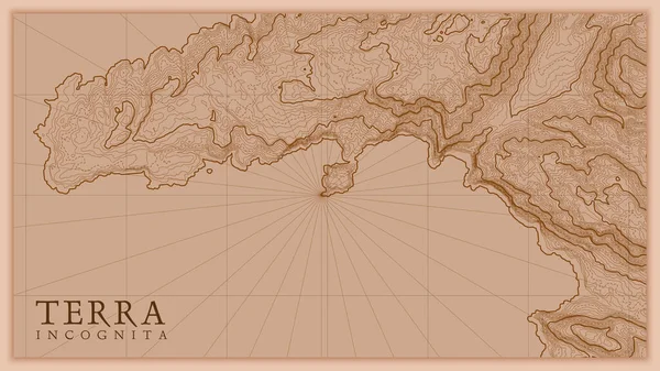 Древняя Абстрактная Карта Рельефа Земли Сгенерированная Концептуальная Векторная Карта Высоты — стоковый вектор