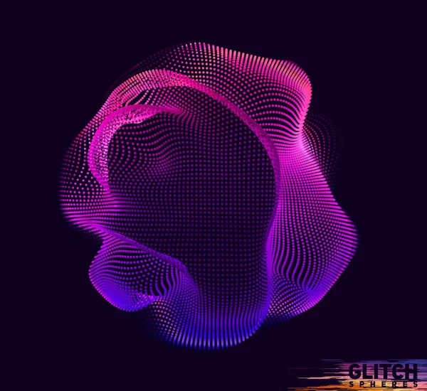 Sphère Violette Corrompue Maille Colorée Vectorielle Abstraite Sur Fond Sombre — Image vectorielle